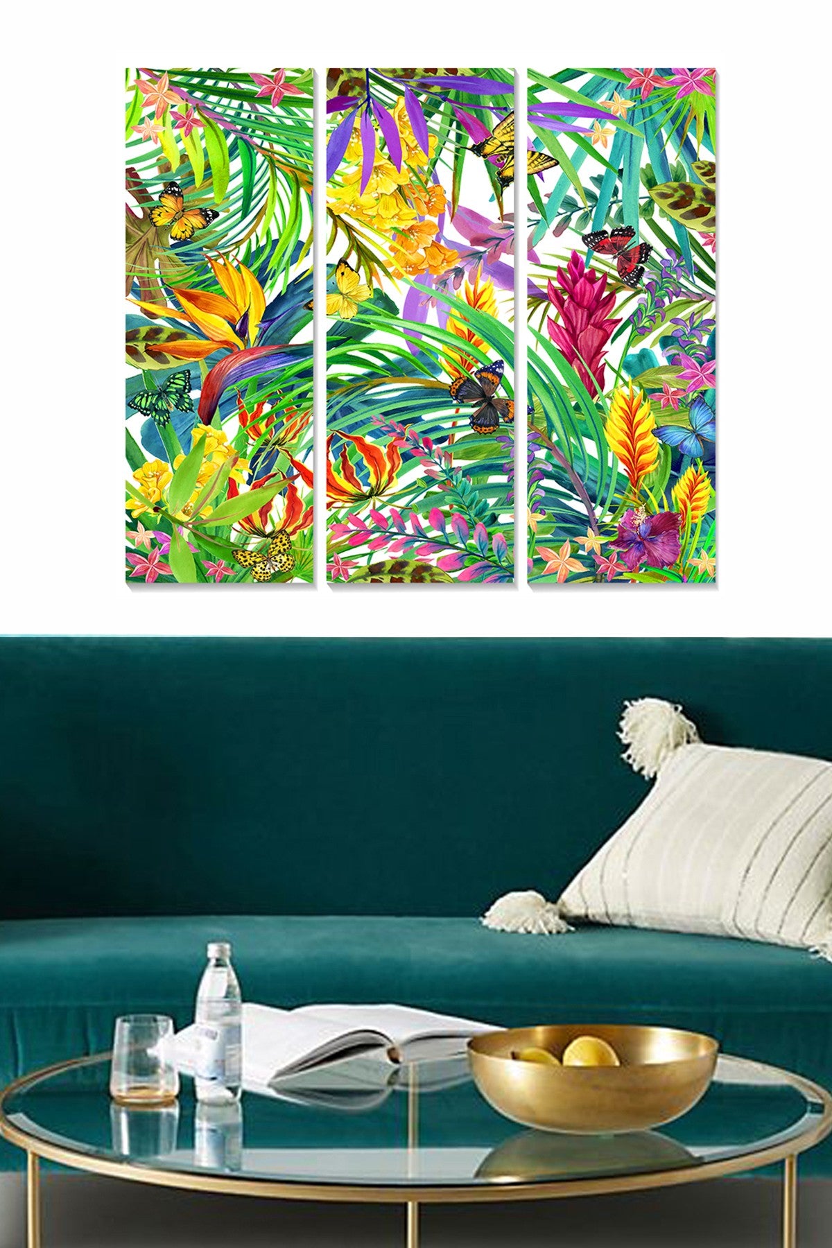 Quadro Decorativo em MDF (3 Peças) – Multicolor, 70 x 50 cm (total), Espessura 3 mm