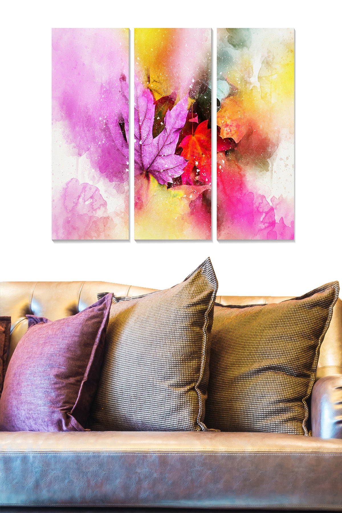 Conjunto de 3 Quadros Decorativos em MDF Multicolorido — Tamanho Total 70 x 50 cm (20 x 50 cm cada)