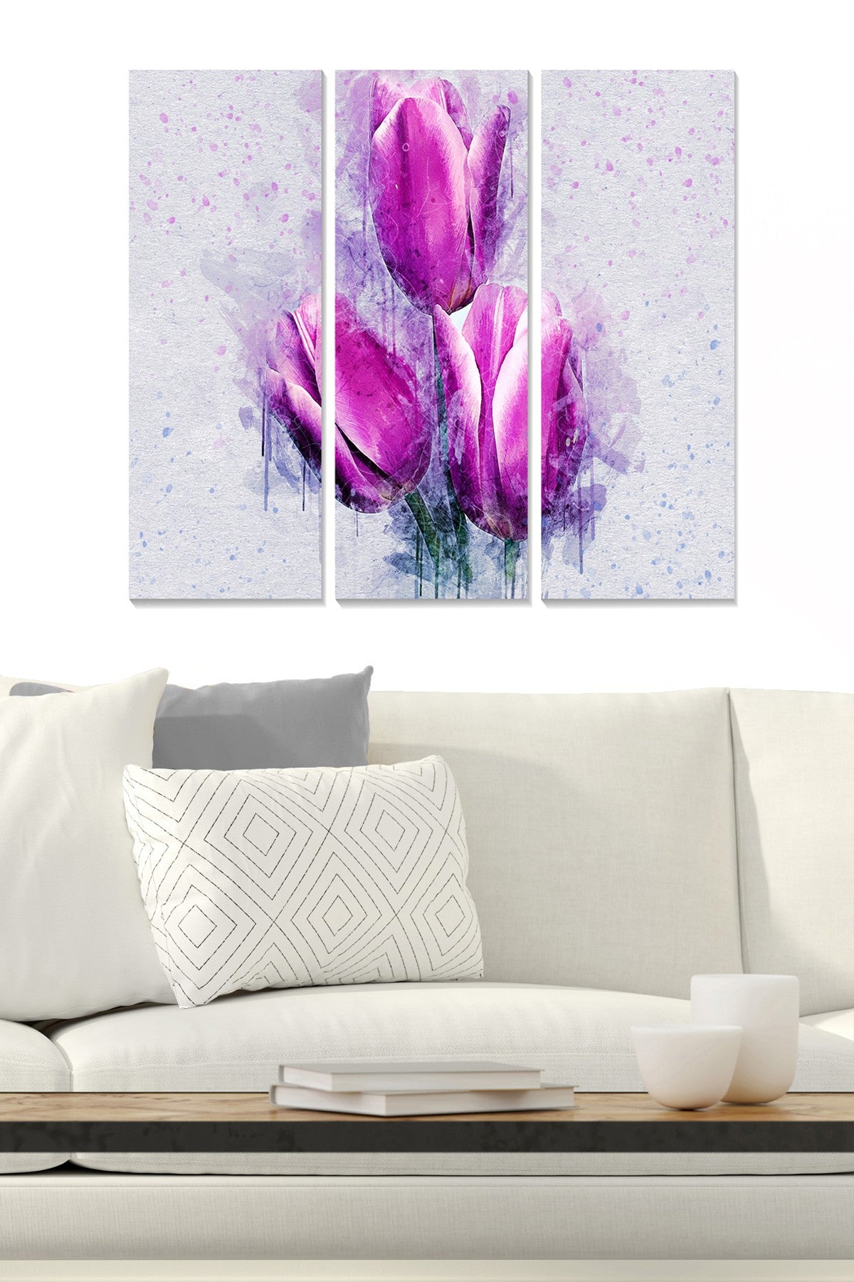 Tríptico Decorativo em MDF Multicolor — 3 Peças (20x50 cm cada), Tamanho Total 70x50 cm, 3 mm