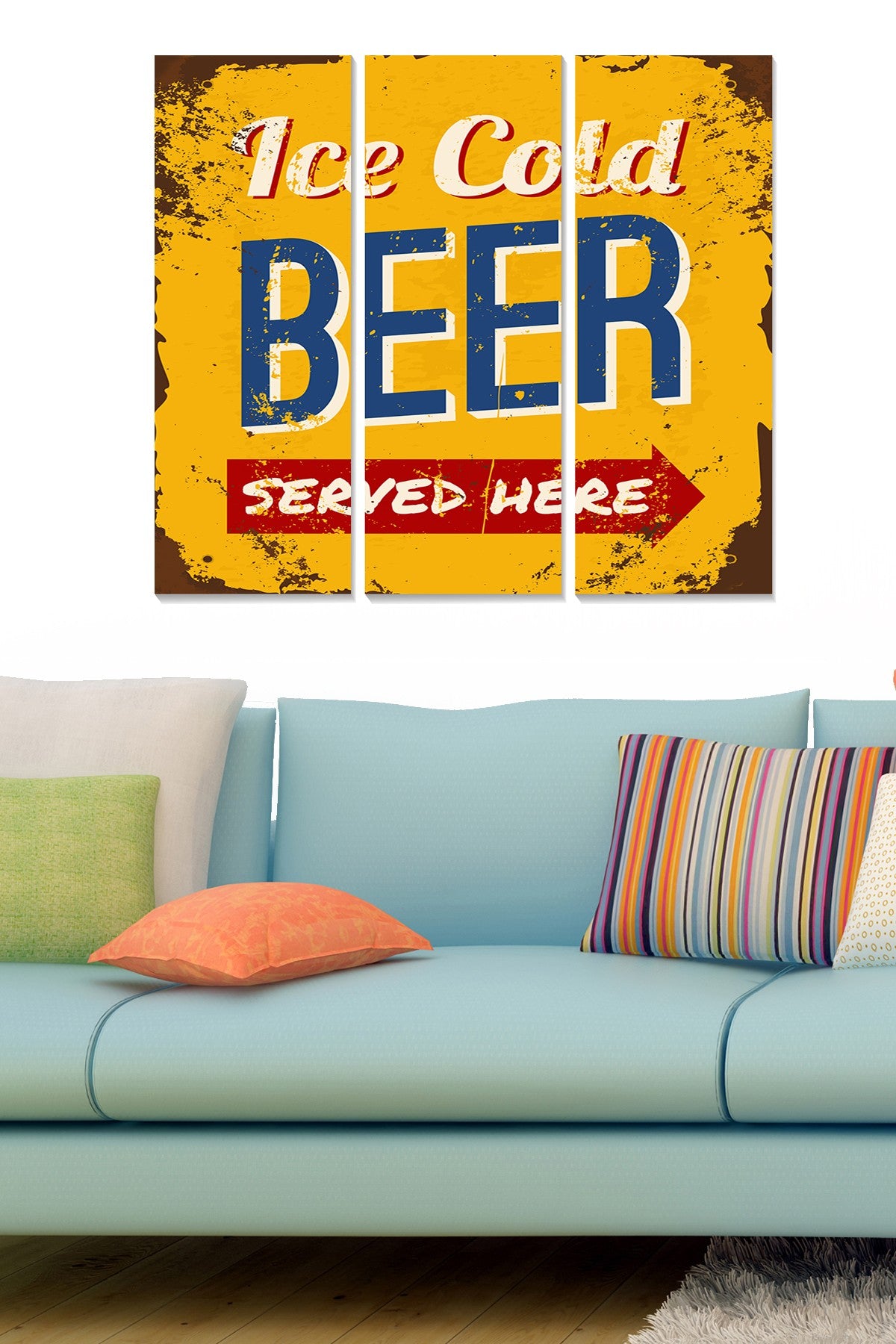 Quadro Decorativo em MDF Multicolor – Conjunto de 3 Peças (20x50 cm cada) | Espessura 3 mm | Tamanho Total 70x50 cm