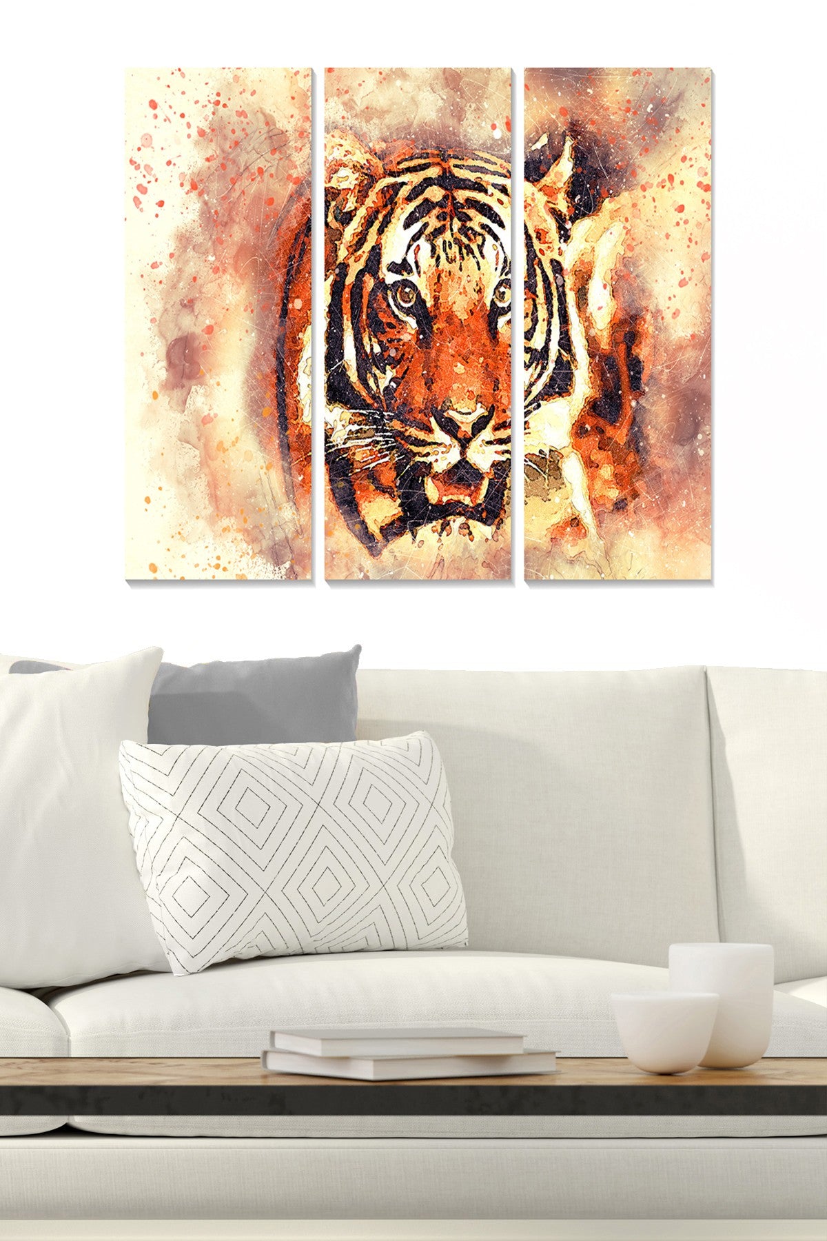 Quadro Decorativo Tripartido em MDF Multicolorido – 70 x 50 cm, 3 mm