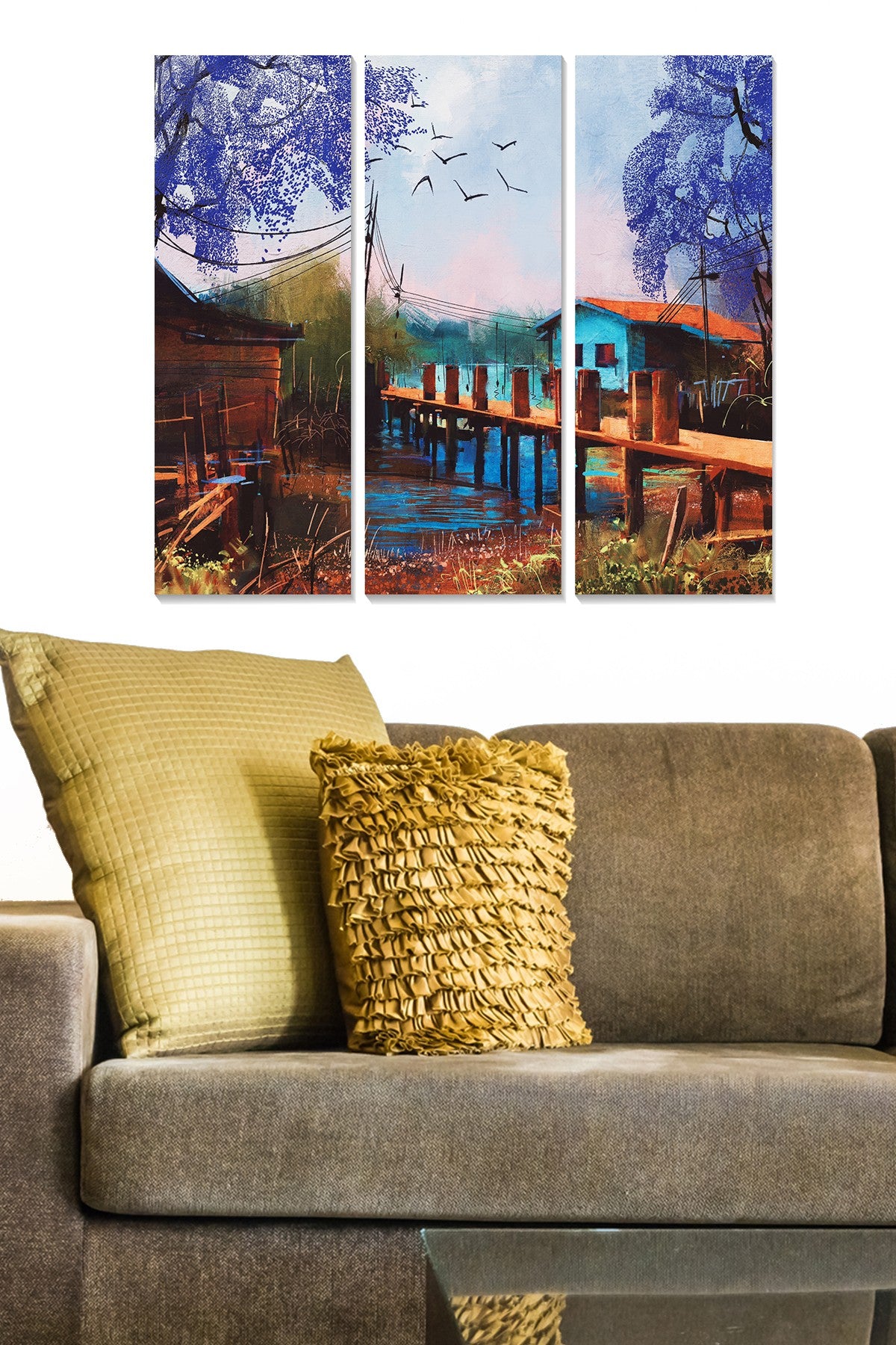 Quadro Decorativo em MDF Multicolorido, Conjunto de 3 Peças – 20x50 cm cada (Total 70x50 cm), Espessura 3 mm