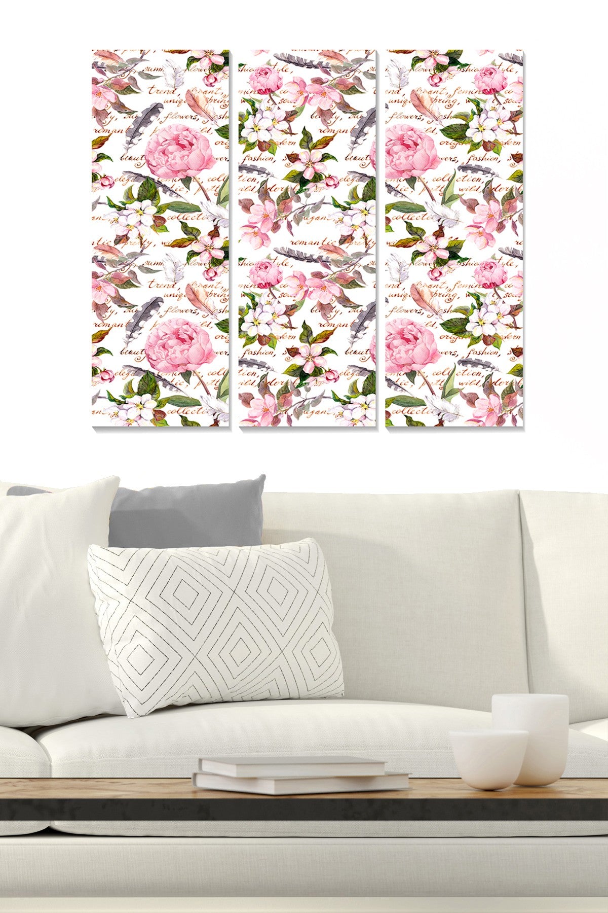 Tríptico Decorativo em MDF Multicolor – 3 Peças 20x50 cm (cada), Total 70x50 cm