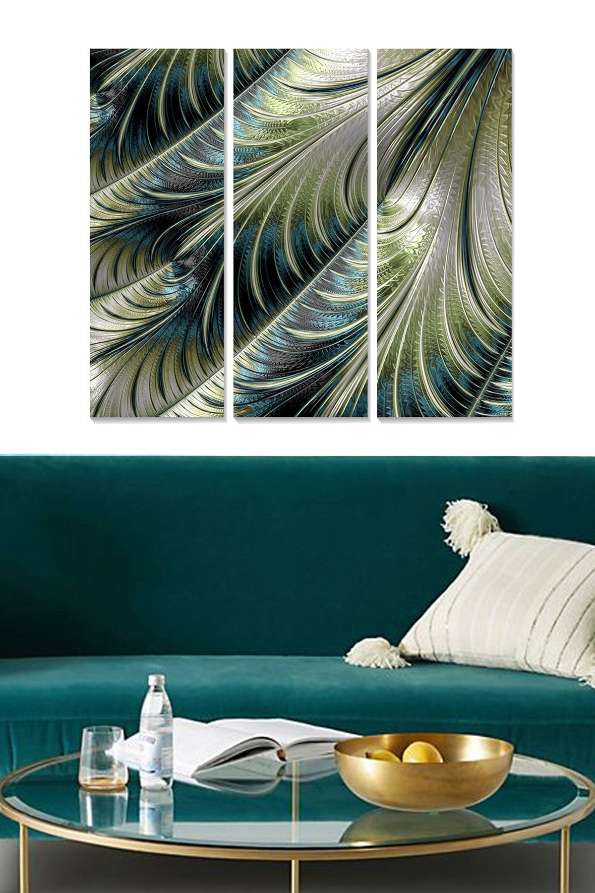 Quadros Decorativos em MDF Multicolor (3 Peças) – 20x50 cm cada, Total 70x50 cm, 3 mm