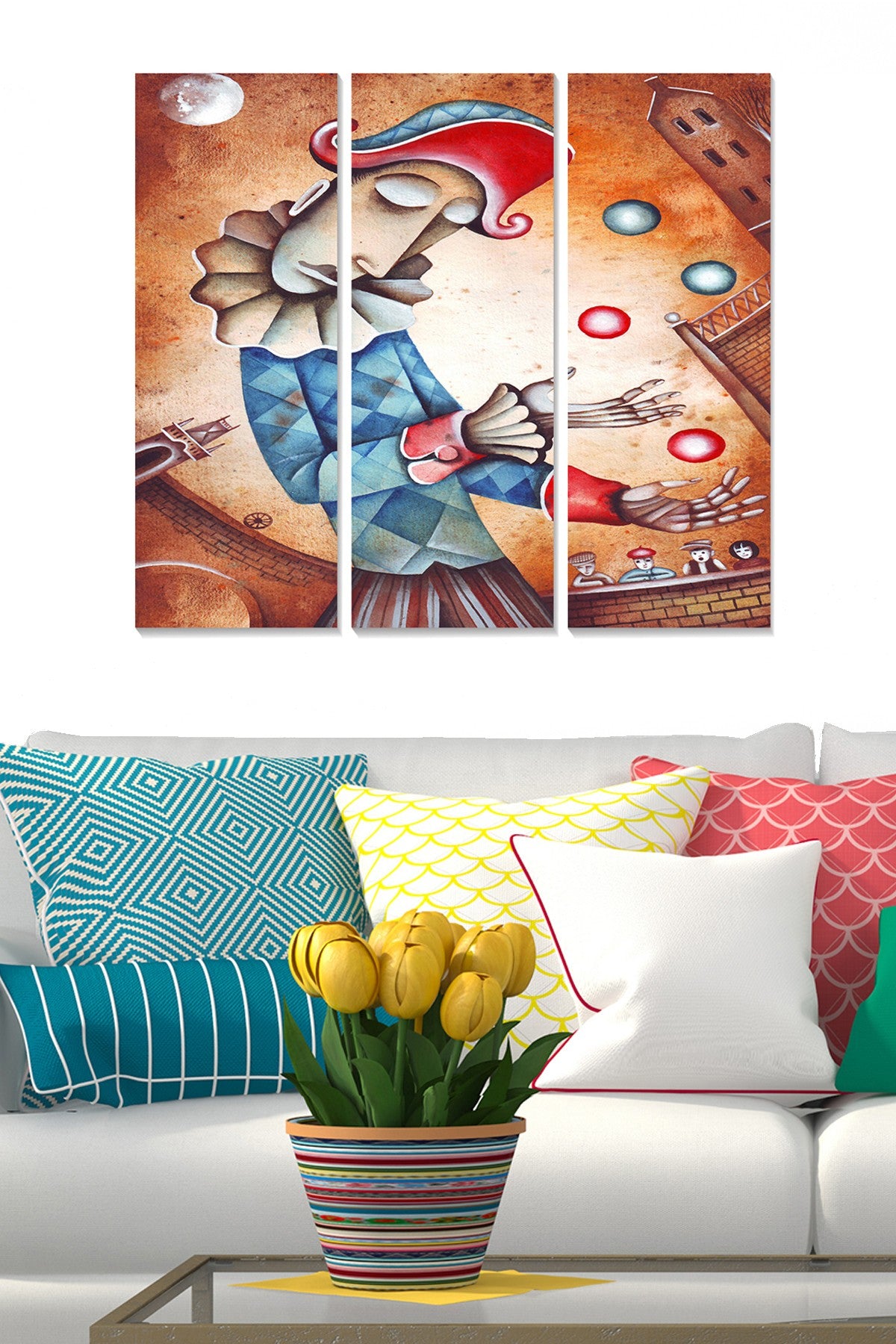 Quadro Decorativo em MDF Multicolor – Conjunto 3 Peças (20x50 cm cada) | Total 70x50 cm | MDF 3 mm