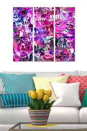 Conjunto de Quadros Decorativos em MDF Multicolor (3 Peças) – 70x50 cm total, 20x50 cm cada, 3 mm de espessura