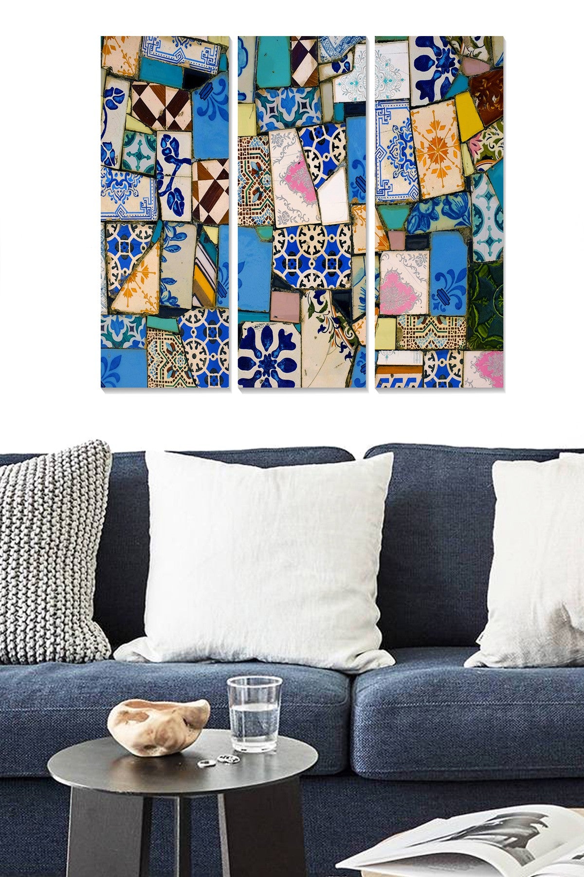 Conjunto de Quadros Decorativos em MDF (3 Peças) Multicolor — 70 x 50 cm Total, 3 mm de Espessura