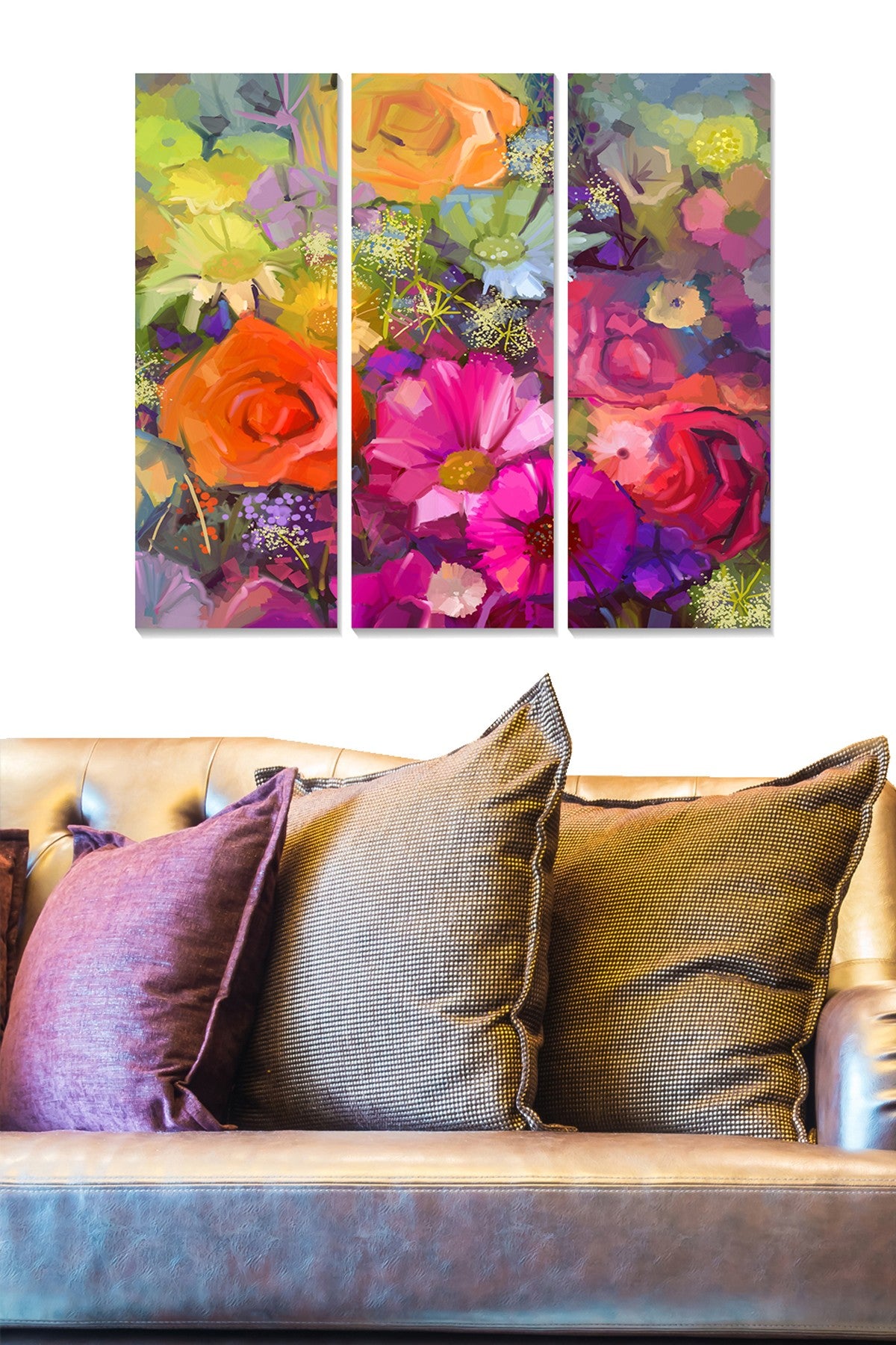 Tríptico Decorativo em MDF Multicolor — 70x50 cm (3 Peças, 3 mm)