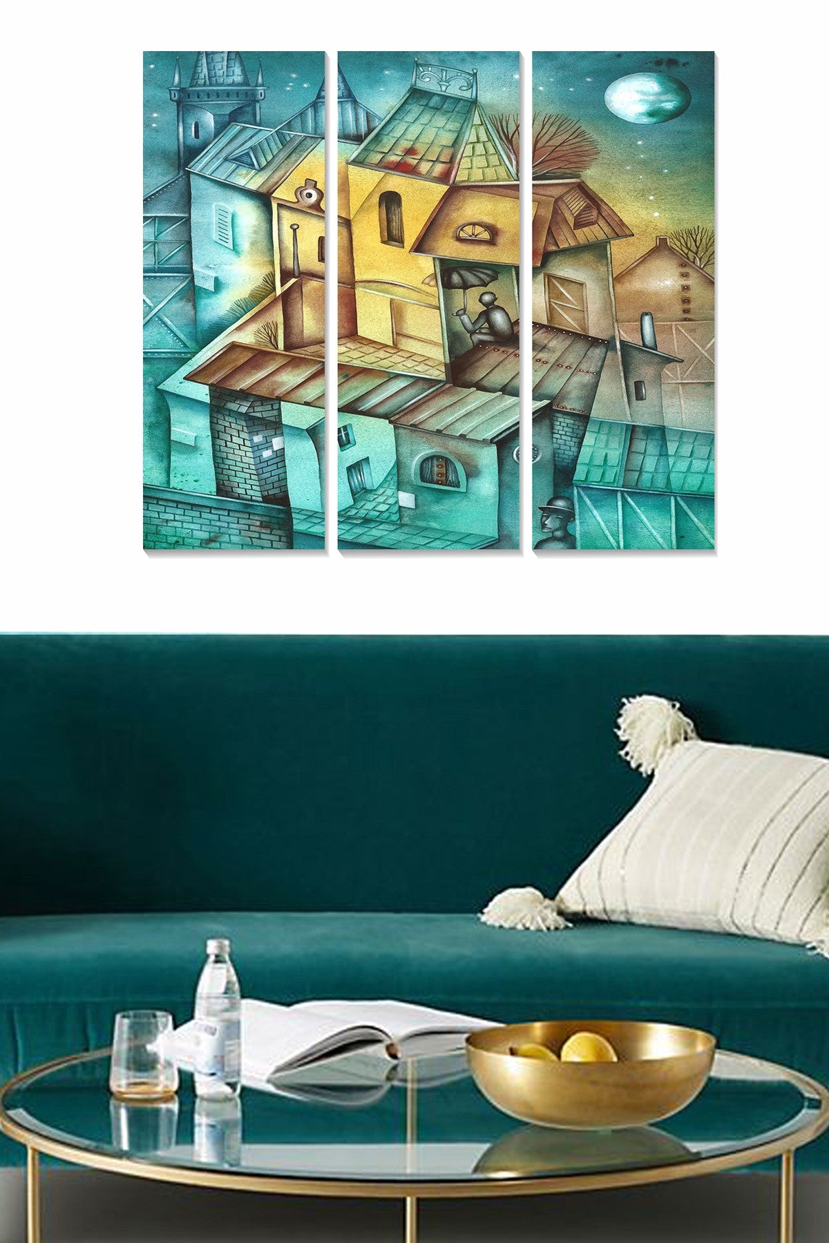 Conjunto de Quadros Decorativos em MDF Multicolor (3 Peças) – 20x50 cm cada | Total 70x50 cm | Espessura 3 mm – MDF285455807