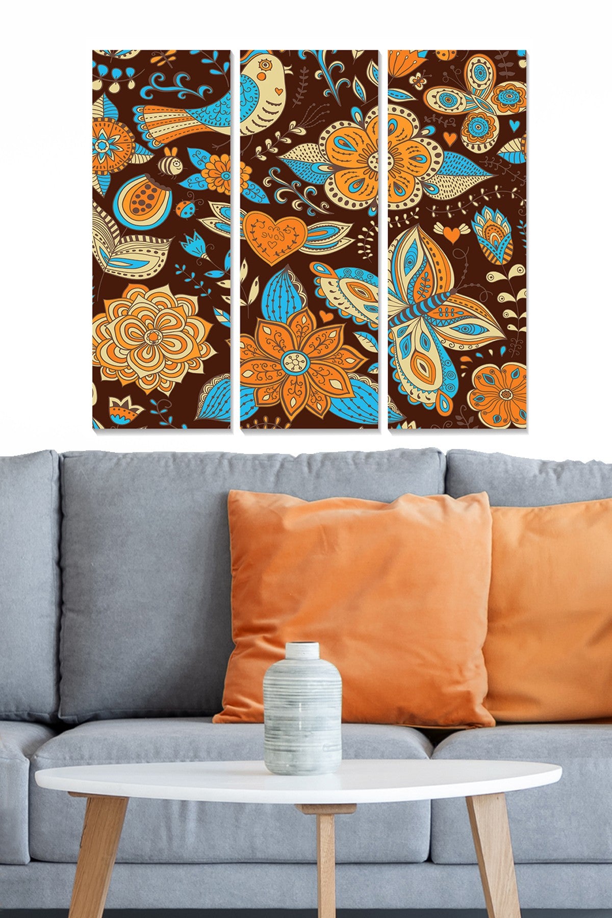 Tríptico Decorativo em MDF (3 Peças) Multicolor – 20 x 50 cm cada, 70 x 50 cm total – MDF28683075