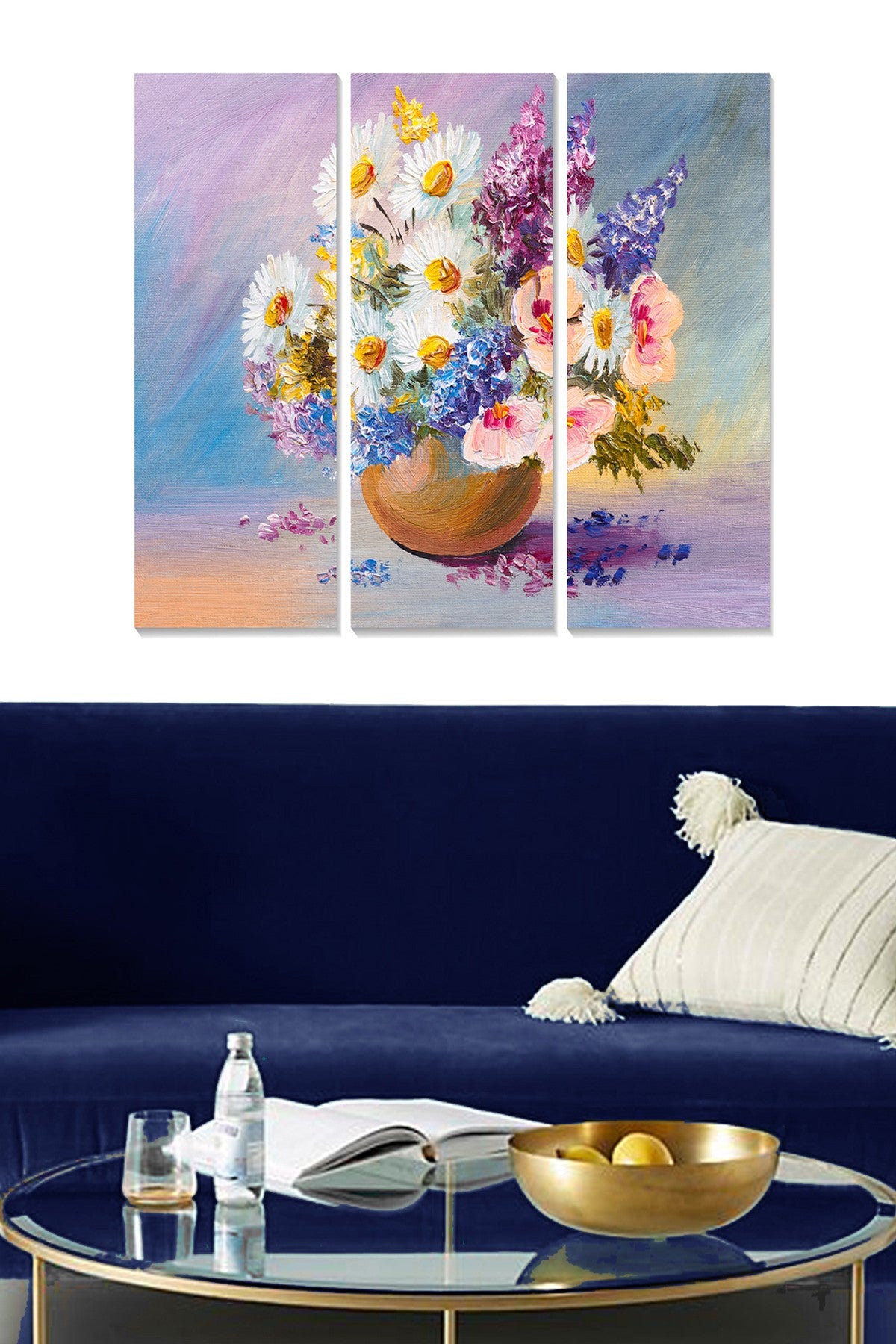 Conjunto de Quadros Decorativos em MDF Multicolor (3 Peças) – 20x50 cm cada, Total 70x50 cm, MDF 3 mm