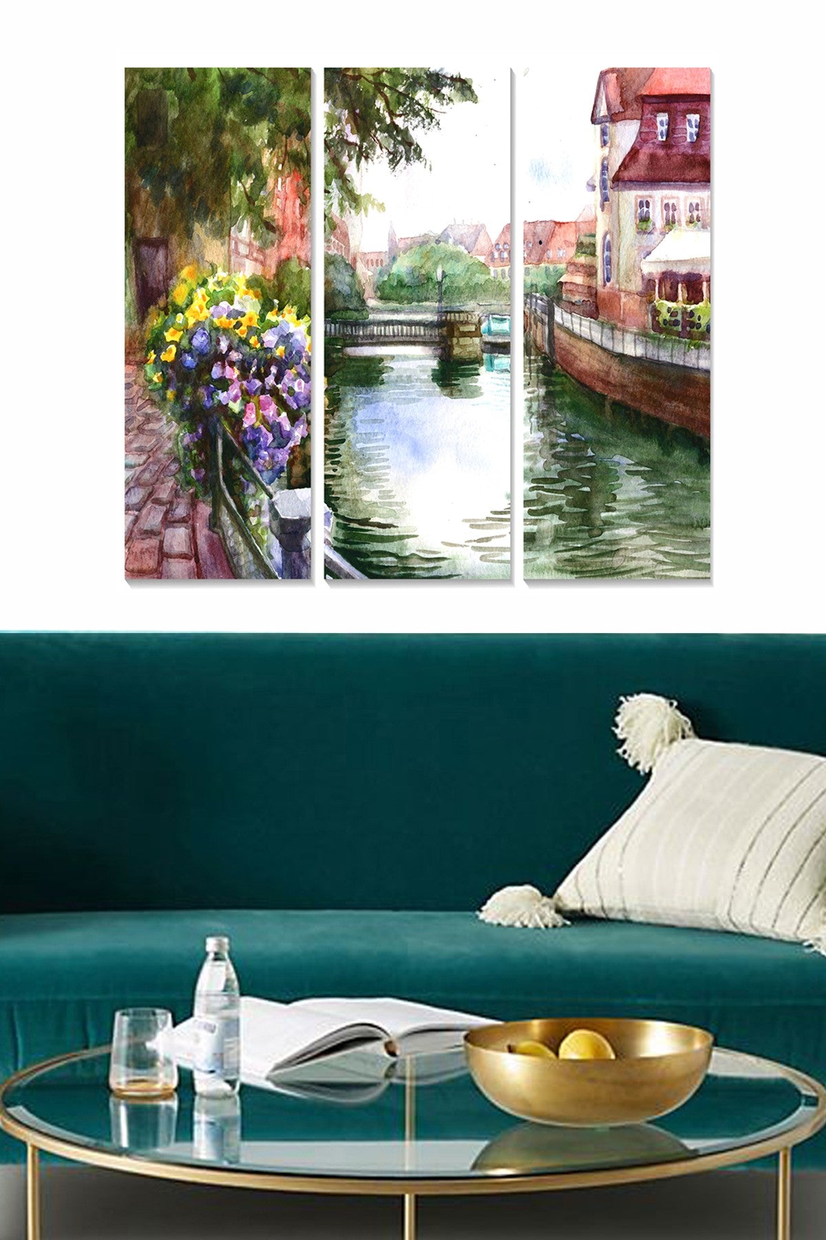 Conjunto de 3 Quadros Decorativos em MDF Multicolor – 70x50 cm (3x 20x50 cm), MDF 3 mm