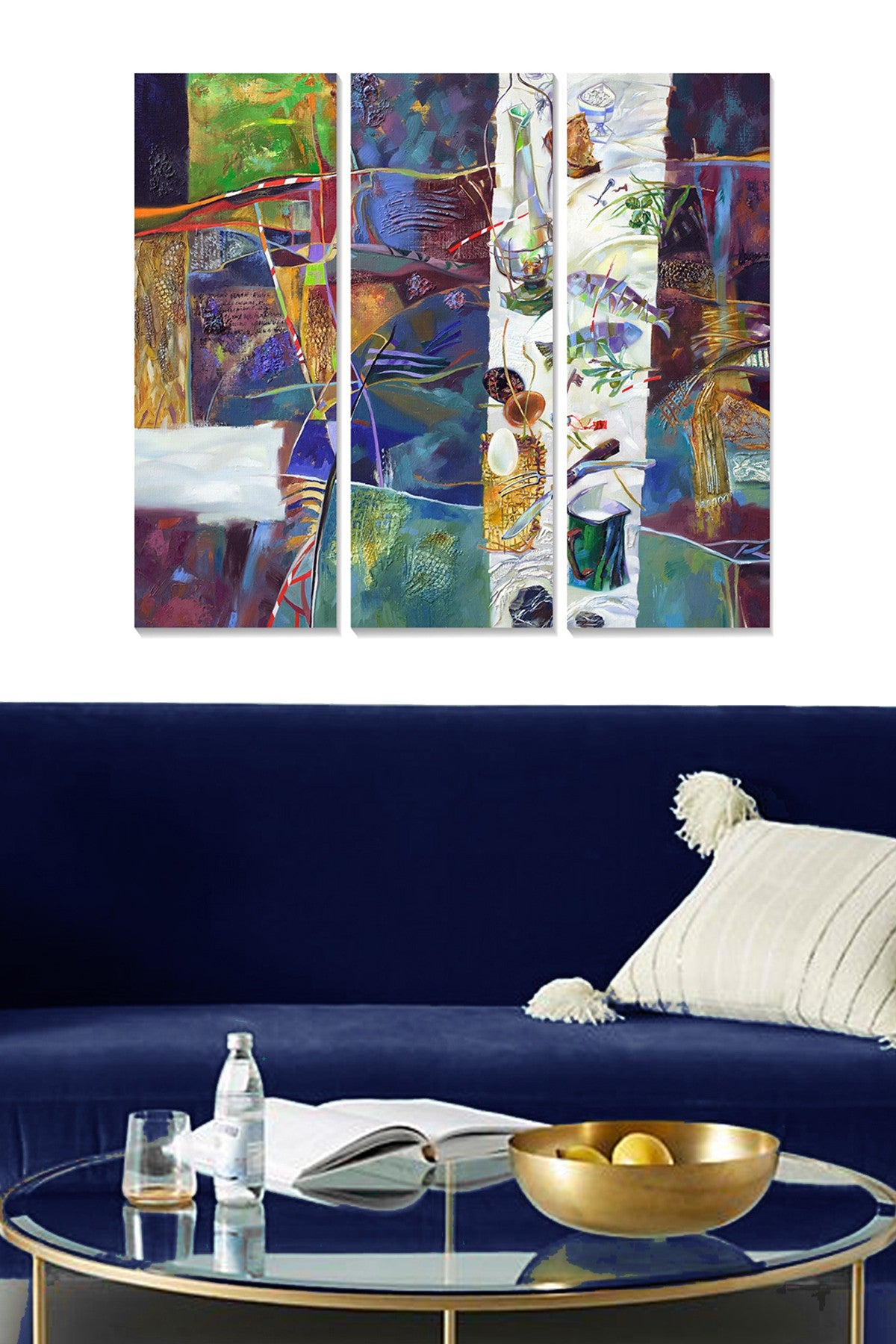 Tríptico em MDF Multicolor 70x50 cm (3x 20x50 cm), Espessura 3 mm