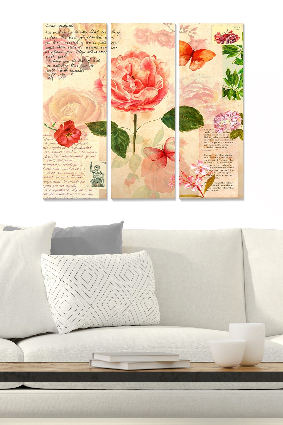 Tríptico Decorativo em MDF Multicolor – 3 Peças (20x50 cm cada), Total 70x50 cm, 3 mm