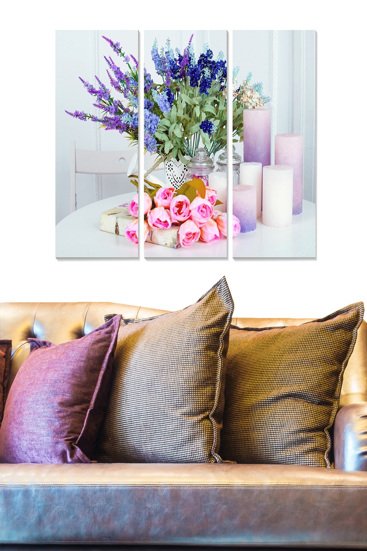 Quadro Decorativo em MDF Multicolor (Conjunto de 3) – 20x50 cm cada, Total 70x50 cm, MDF 3 mm