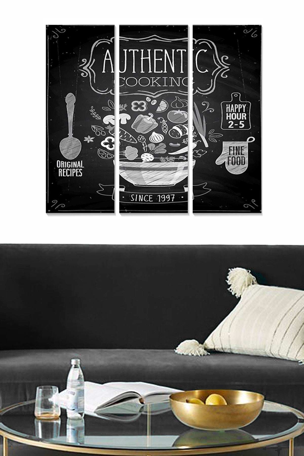 Quadro Decorativo MDF Multicolor, Conjunto de 3 Peças, 70 x 50 cm (Total), MDF 3 mm