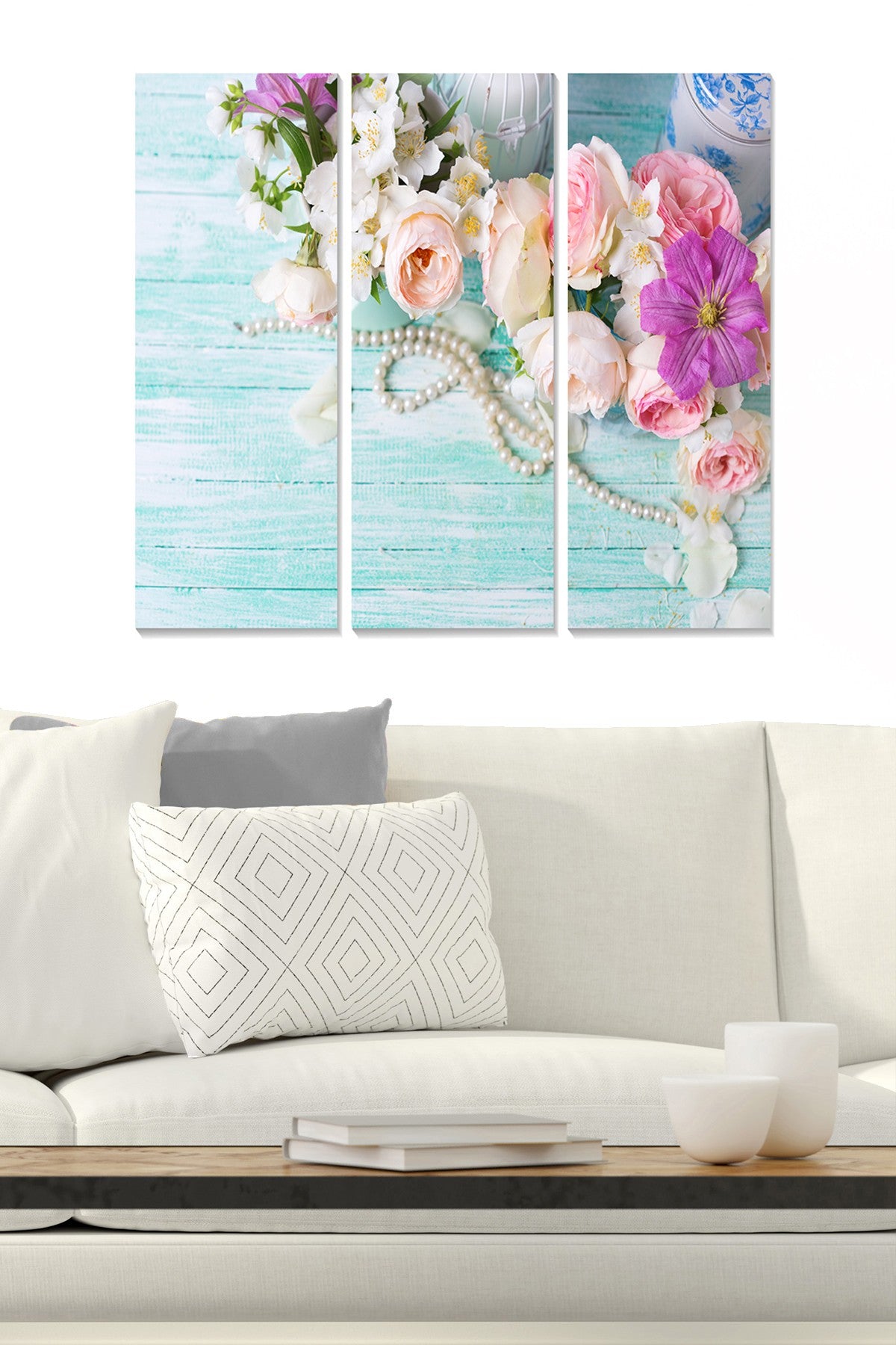 Conjunto de 3 Quadros Decorativos em MDF (Multicor) – 70x50 cm Total (3x 20x50) – Espessura 3 mm