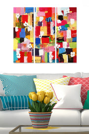 Tríptico Decorativo em MDF Multicolor – 70x50 cm (3×20x50 cm, 3 mm)