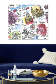 Conjunto de Quadros Decorativos em MDF (3 Peças) Multicolor – 70x50 cm (Total), MDF 3 mm