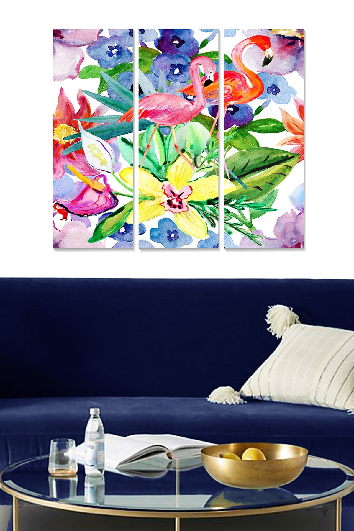 Conjunto de 3 Quadros Decorativos em MDF 3 mm – Multicolor – 70 x 50 cm (20 x 50 cm cada)