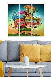 Quadro Decorativo em MDF 100% (3 Peças) Multicolor – 20 x 50 cm cada, Total 70 x 50 cm, Espessura 3 mm