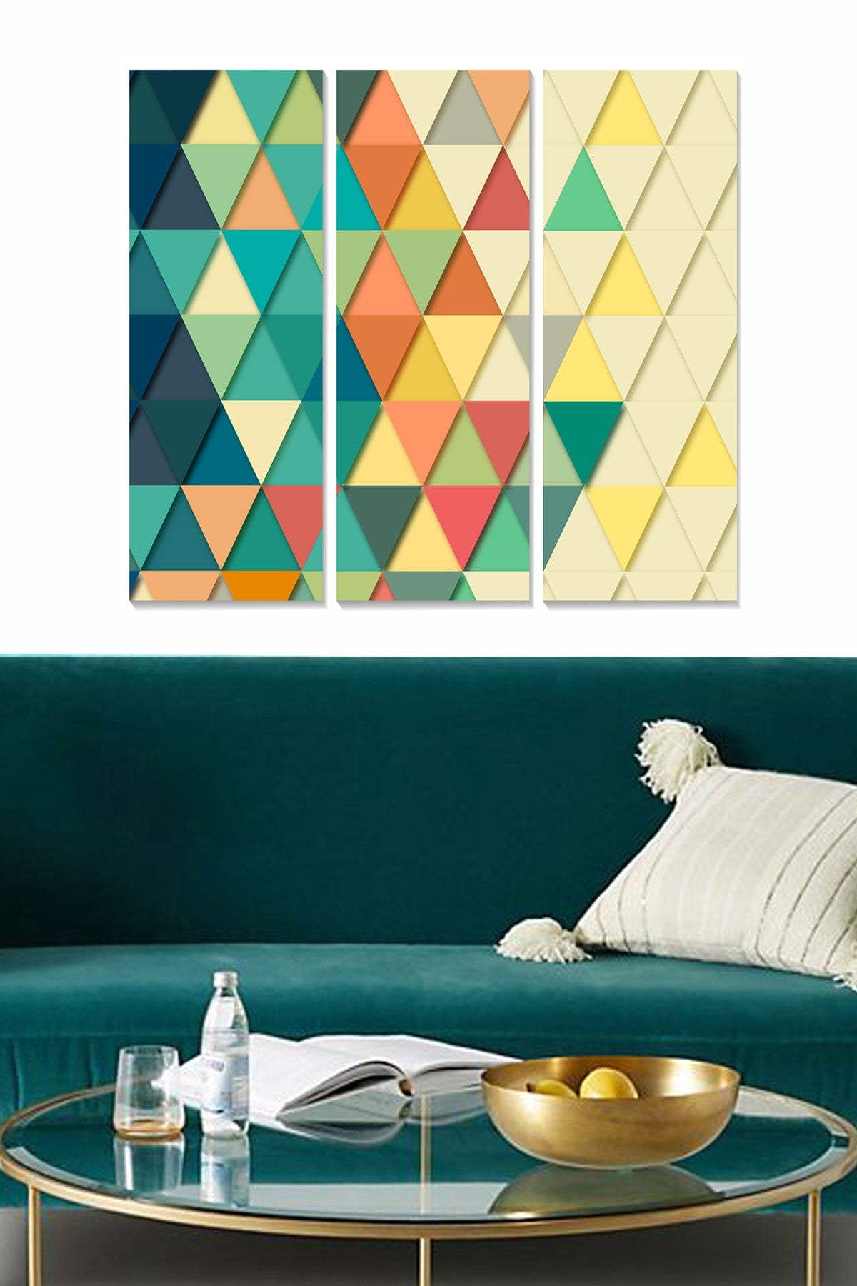 Conjunto de Quadros Decorativos em MDF Multicolor (3 Peças) – 20 x 50 cm cada, Total 70 x 50 cm, Espessura 3 mm