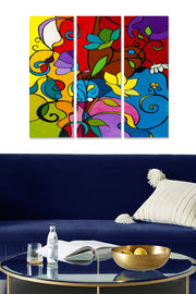 Quadro Decorativo em MDF Multicolorido – Conjunto de 3 Peças, 20 x 50 cm cada (Total 70 x 50 cm), 100% MDF, 3 mm