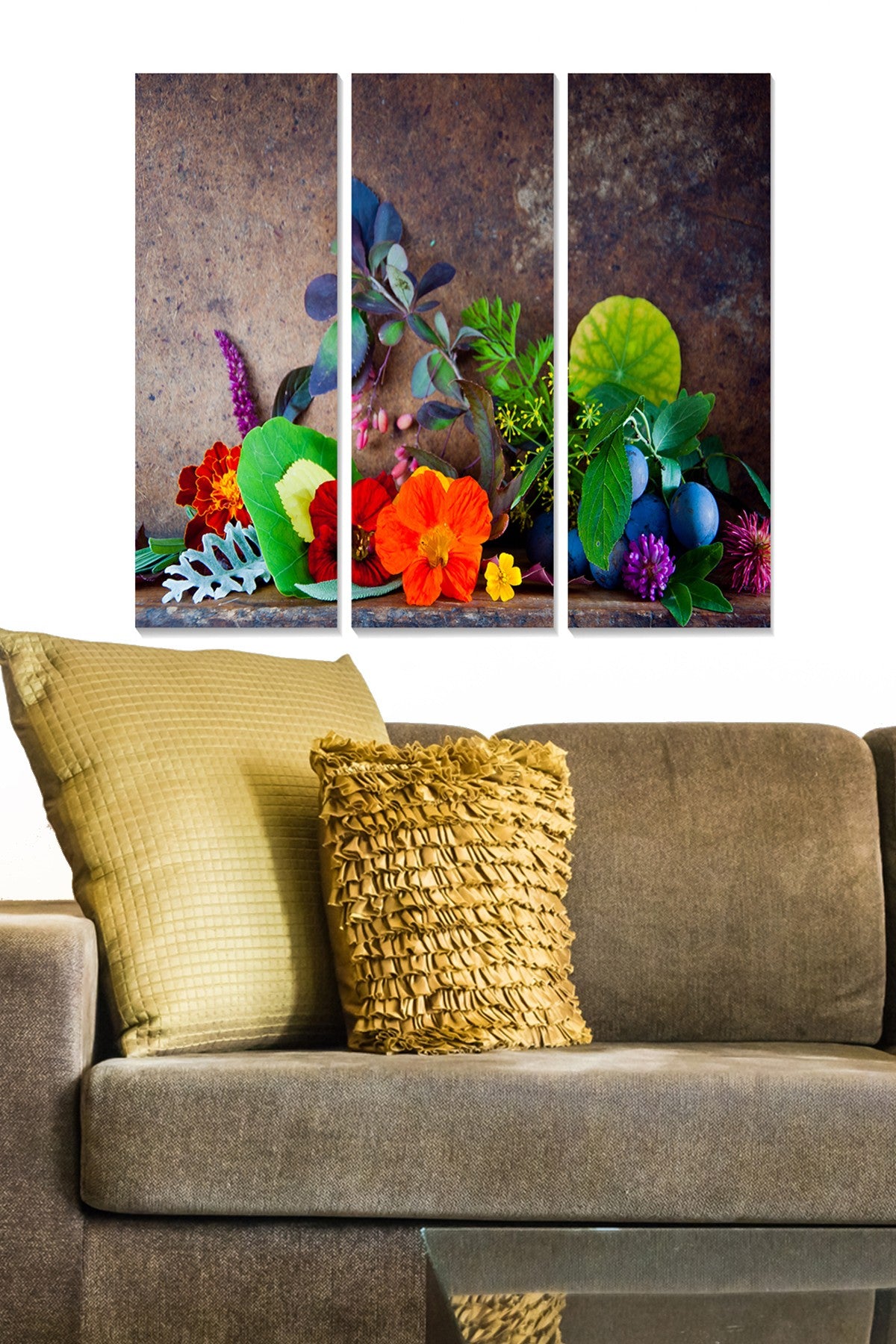 Tríptico Decorativo em MDF 100% – Multicolorido, 3 Peças (20x50 cm cada), Espessura 3 mm, Tamanho Total 70x50 cm