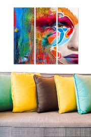 Conjunto de Quadros Decorativos em MDF Multicor – 3 Peças, 70x50 cm (3x20x50 cm), 3 mm