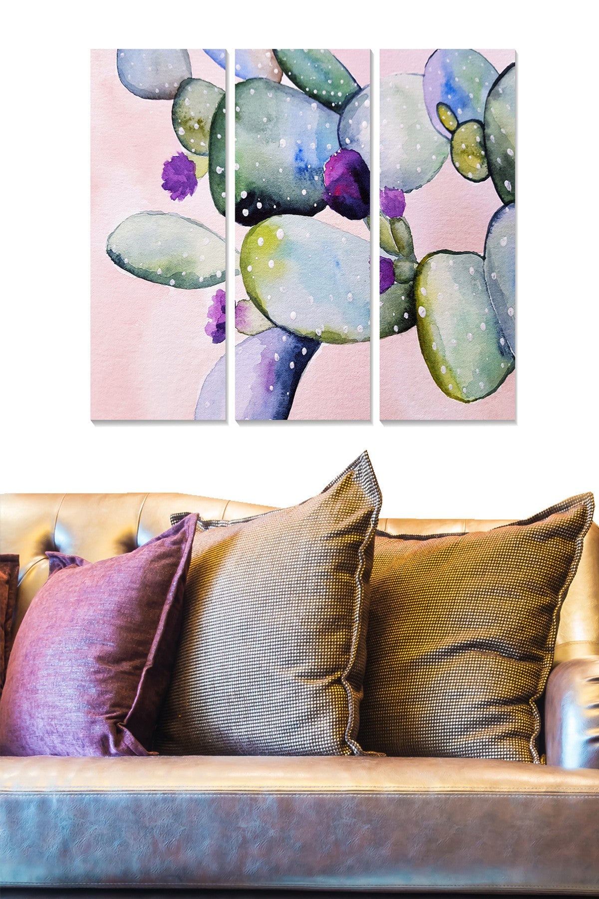 Tríptico Decorativo em MDF Multicolor – 3 Peças, 70x50 cm (Total), 3 mm de espessura, 20x50 cm cada