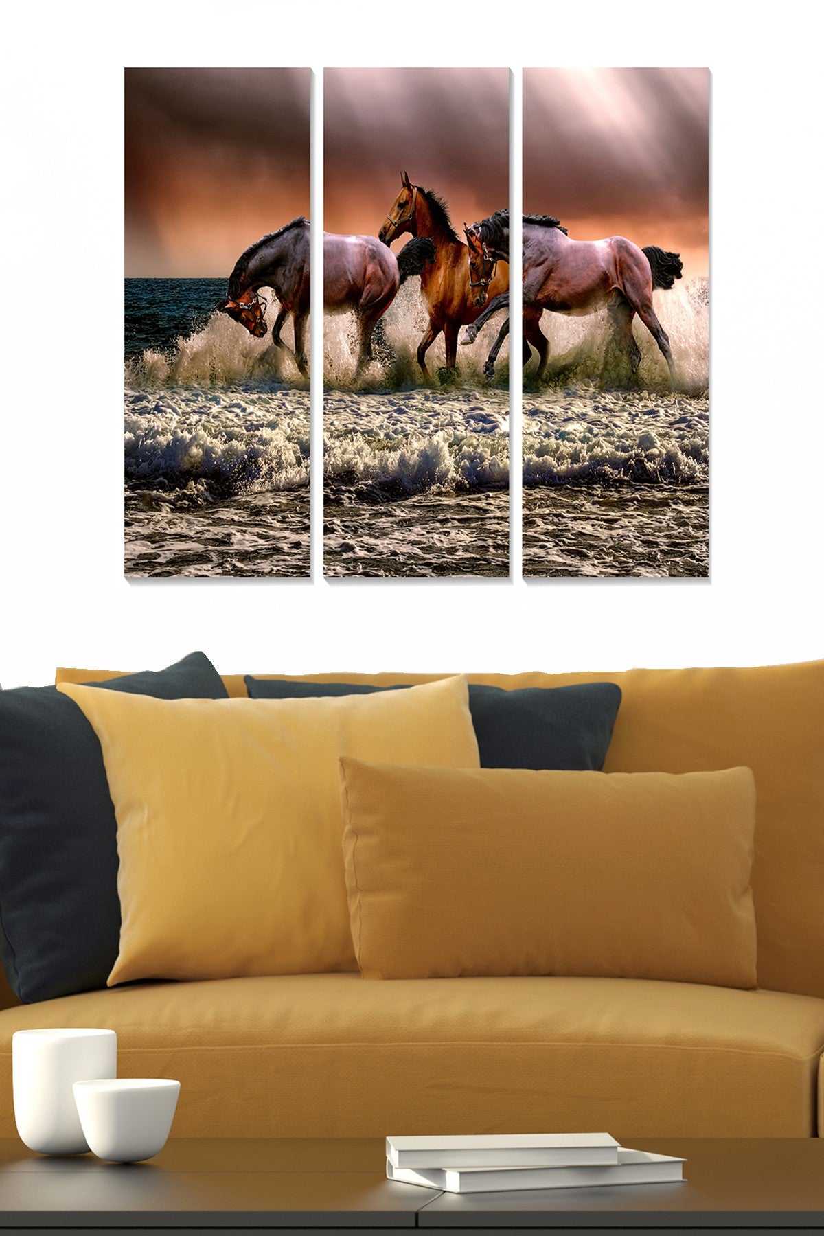 Quadro Decorativo em MDF Multicolorido (Conjunto 3 Peças) – 70 x 50 cm Total, Espessura 3 mm