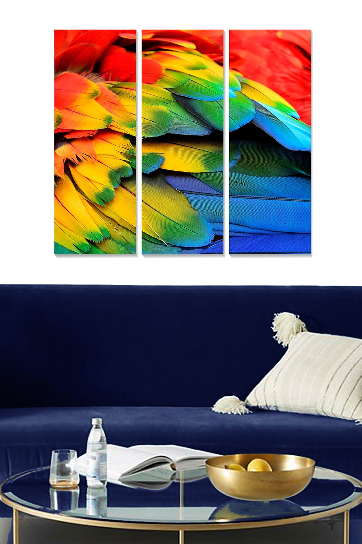 Quadro Decorativo em MDF Multicolor (3 Peças) – 20x50 cm cada, total 70x50 cm, MDF 3 mm