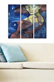 Conjunto de Quadros Decorativos em MDF Multicolor (3 Peças) – 20 x 50 cm cada, Total 70 x 50 cm, Espessura 3 mm