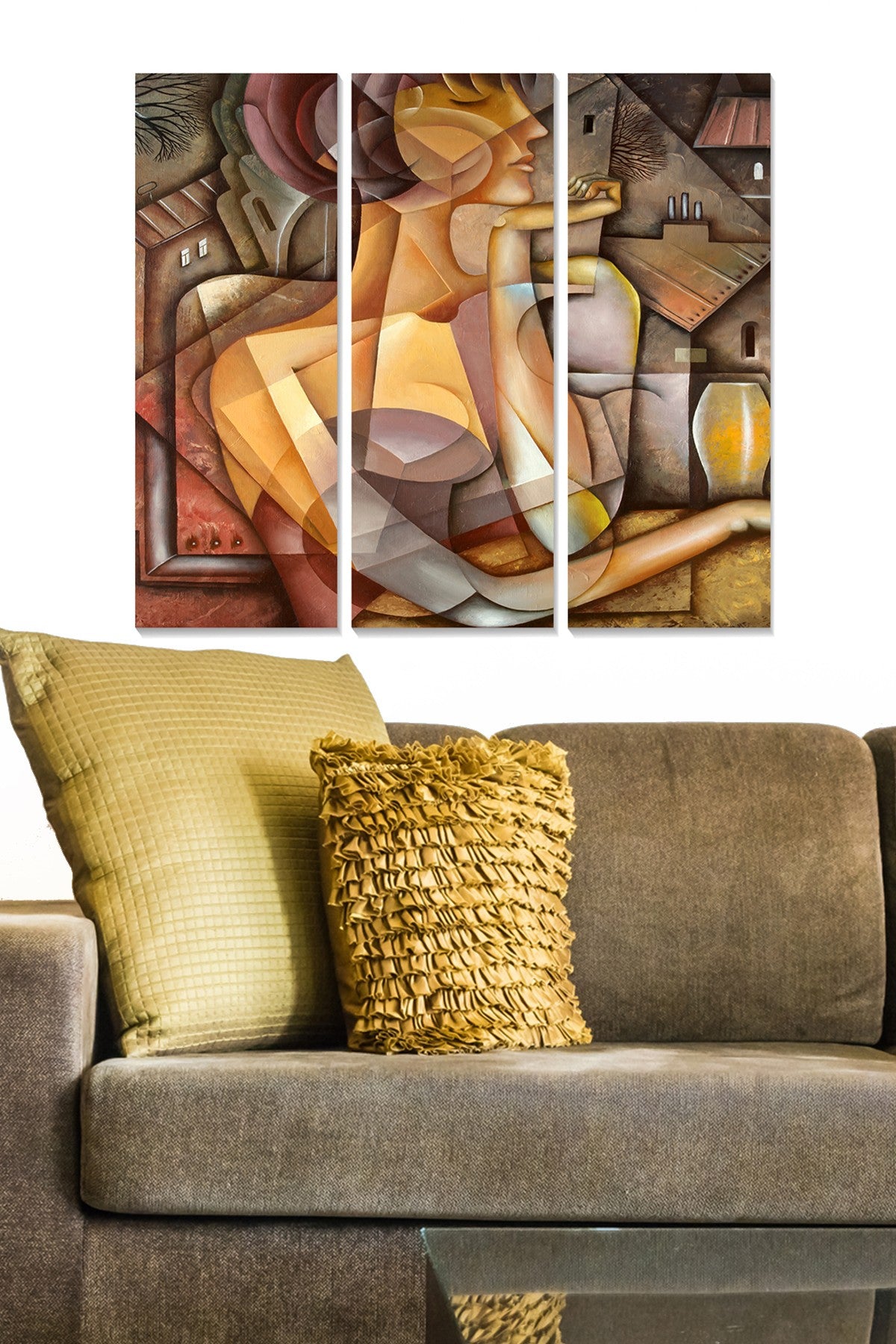 Quadro Decorativo em MDF Multicolor (3 Peças) – 70 x 50 cm total, 20 x 50 cm cada, espessura 3 mm