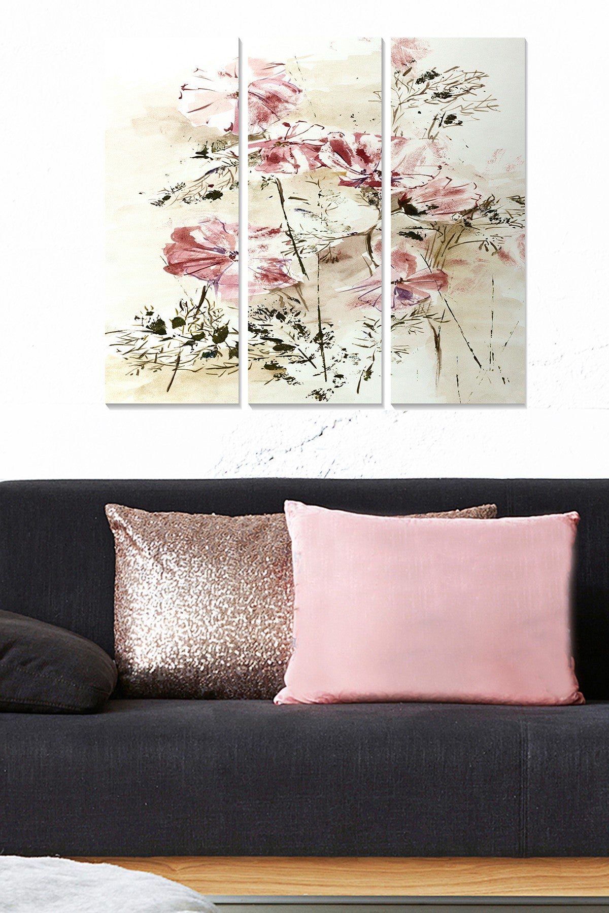 Tríptico Decorativo em MDF Multicolor, 3 Peças (20x50 cm cada), Total 70x50 cm, Espessura 3 mm