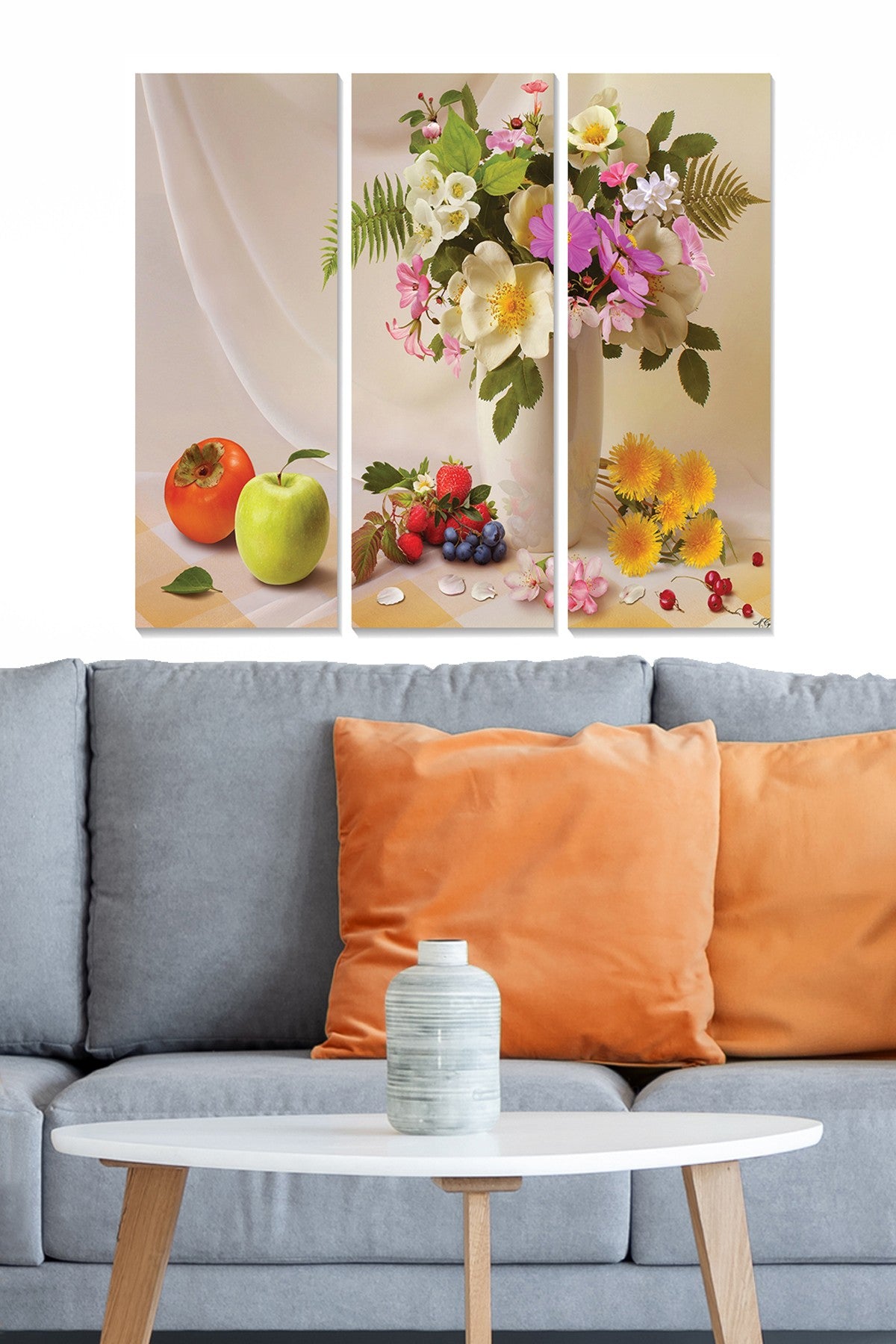 Tríptico Decorativo em MDF Multicolorido (3 Peças) — 70x50 cm, Espessura 3 mm