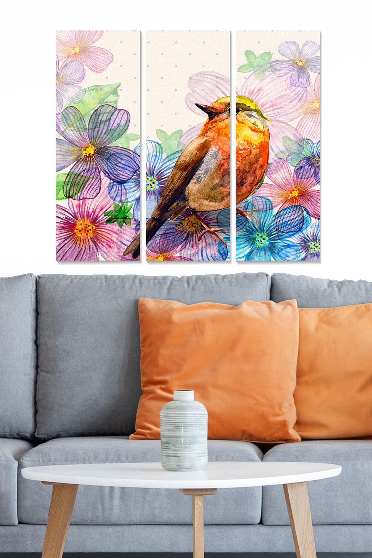 Quadro Decorativo em MDF Multicolor – Tríptico 3 Peças, 70 x 50 cm (20 x 50 cm cada), 3 mm