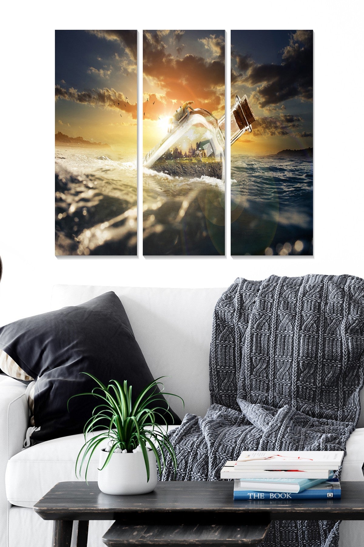 Conjunto de Quadros Decorativos em MDF (3 Peças) Multicolorido — Total 70 x 50 cm, 20 x 50 cm cada, MDF 3 mm