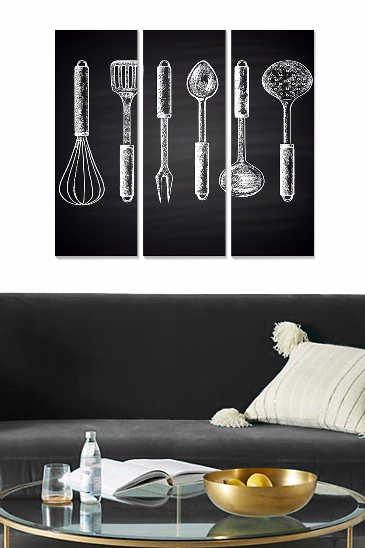 Quadro Decorativo em MDF 100% (Conjunto de 3) Multicolorido — 20x50 cm cada, total 70x50 cm, espessura 3 mm