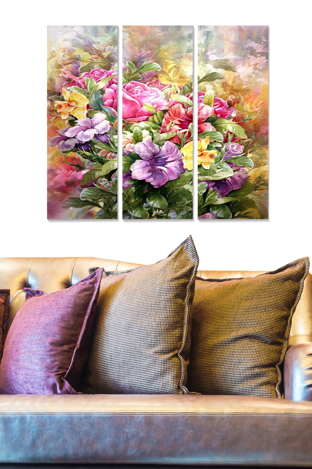 Conjunto de Quadros Decorativos em MDF (3 Peças) - Multicolor - 70 x 50 cm - Espessura 3 mm