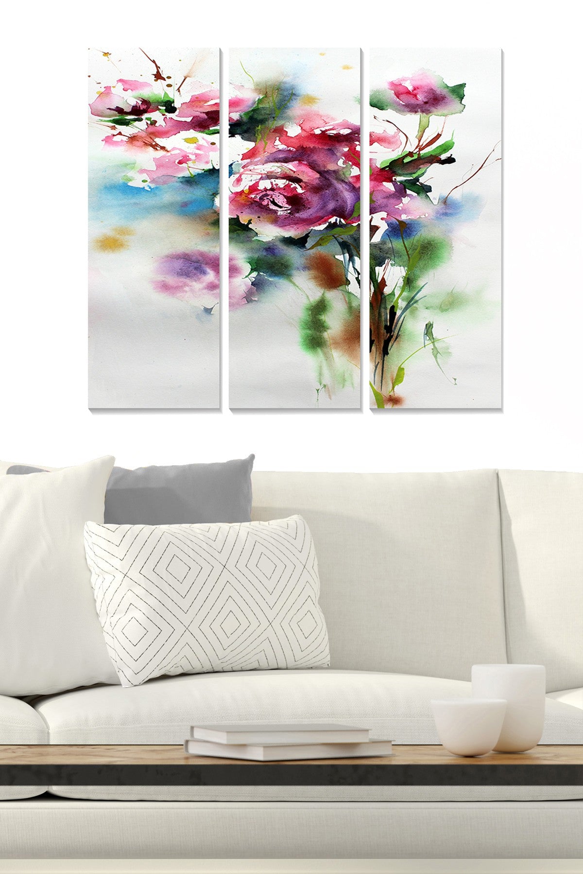 Quadro Decorativo em MDF Multicolor (Conjunto 3 Peças) – 70 x 50 cm (Total), Peças 20 x 50 cm, Espessura 3 mm