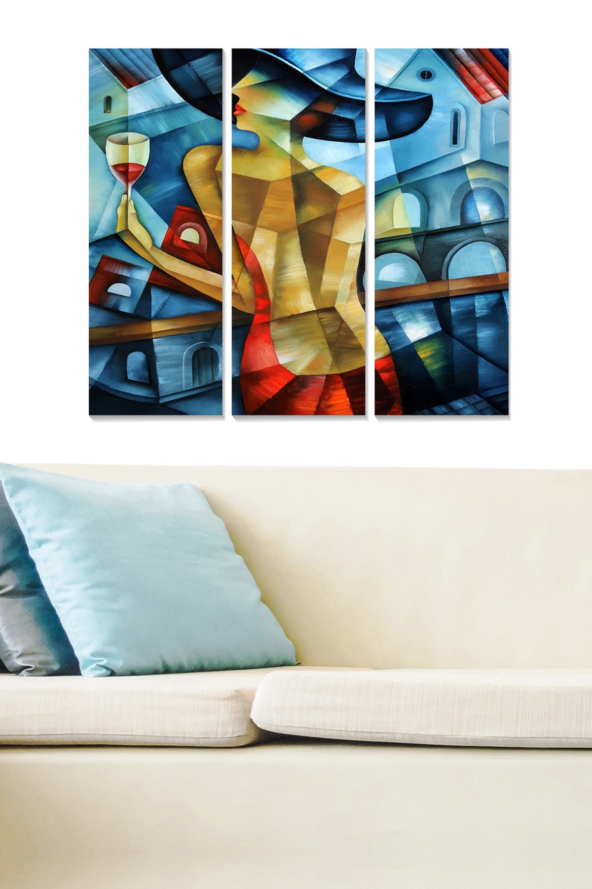 Conjunto de Quadros Decorativos em MDF (3 Peças) Multicolorido – 70x50 cm (20x50 cm cada, 3 mm)