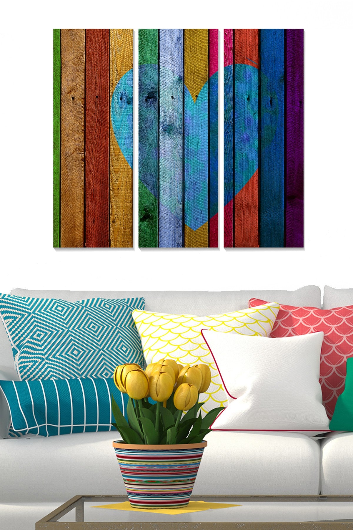 Quadro Decorativo MDF Multicolor – Conjunto 3 Peças, 70x50 cm (3 mm)