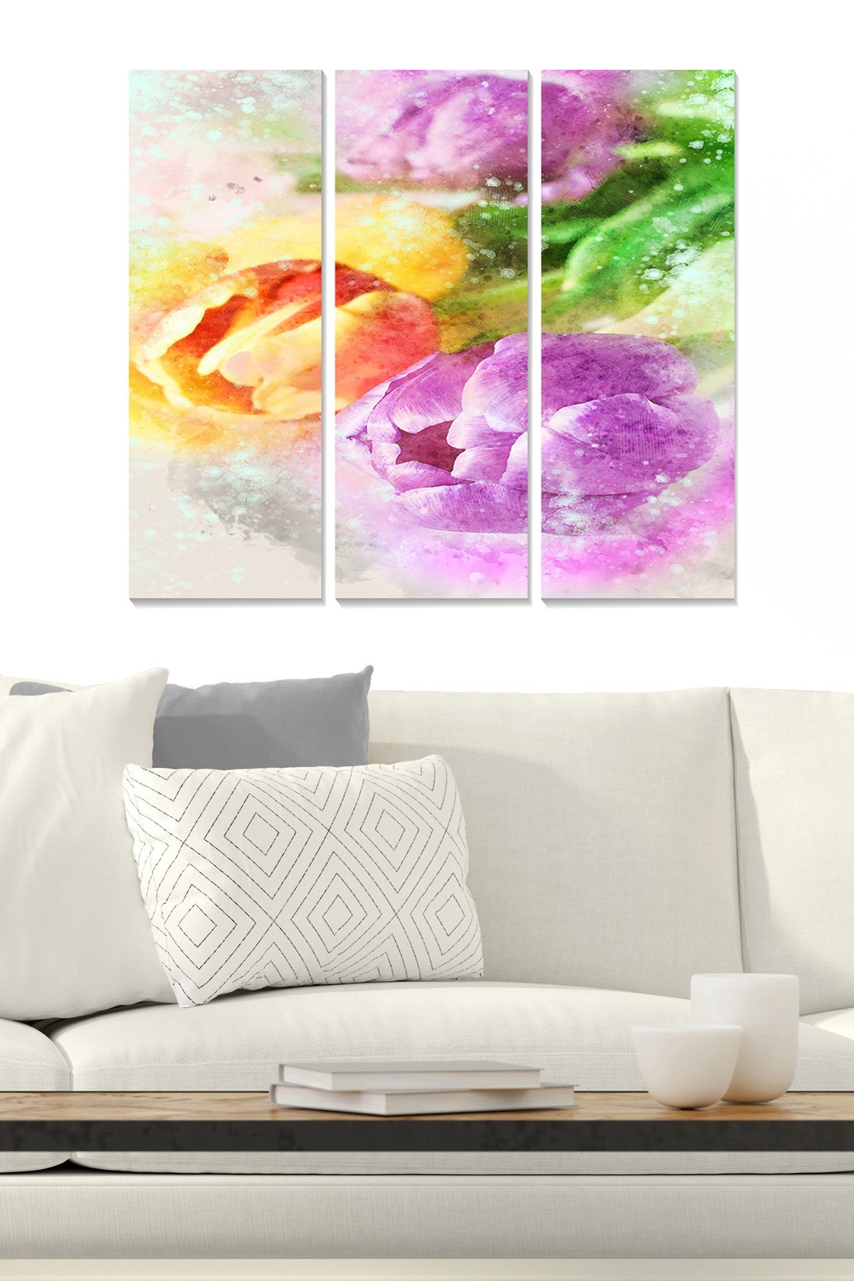 Conjunto de Quadros Decorativos em MDF (3 Peças) Multicolor — 70x50 cm total, 20x50 cm cada, MDF 100%, 3 mm de espessura