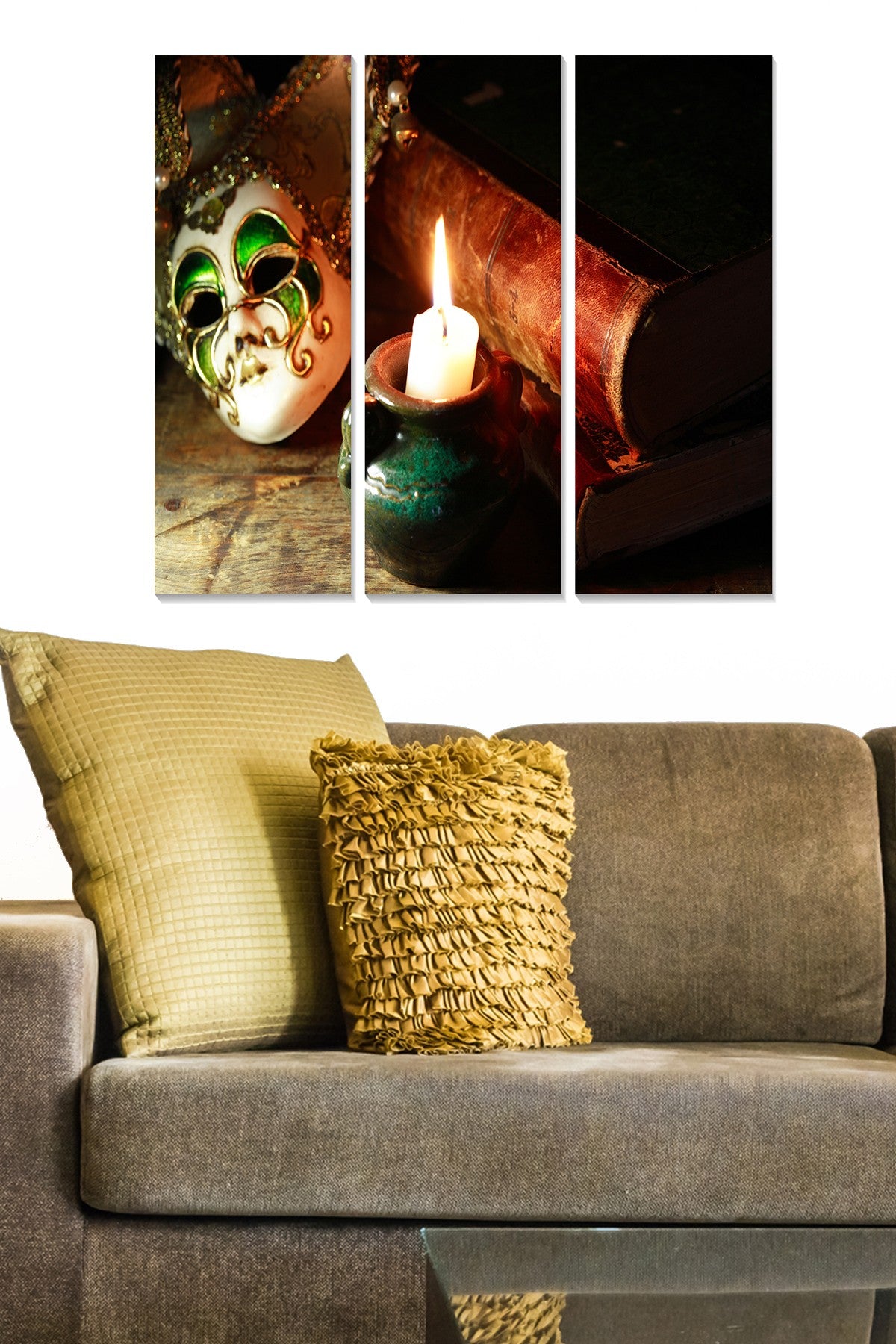 Tríptico Decorativo em MDF, Multicolor, 70x50 cm (3x20x50), Espessura 3 mm