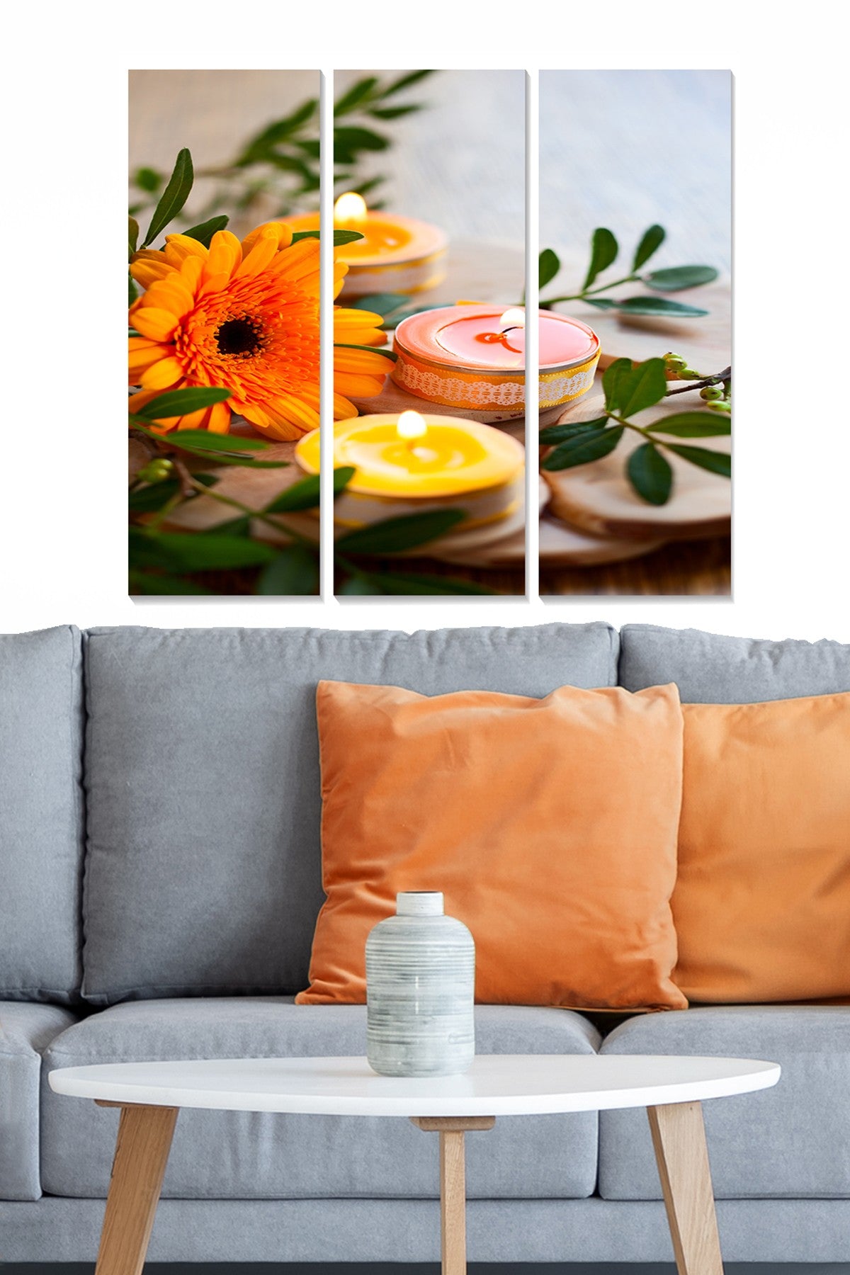 Conjunto de Quadros Decorativos em MDF (3 Peças) Multicolor – 70x50 cm Total, 20x50 cm Cada, 3 mm