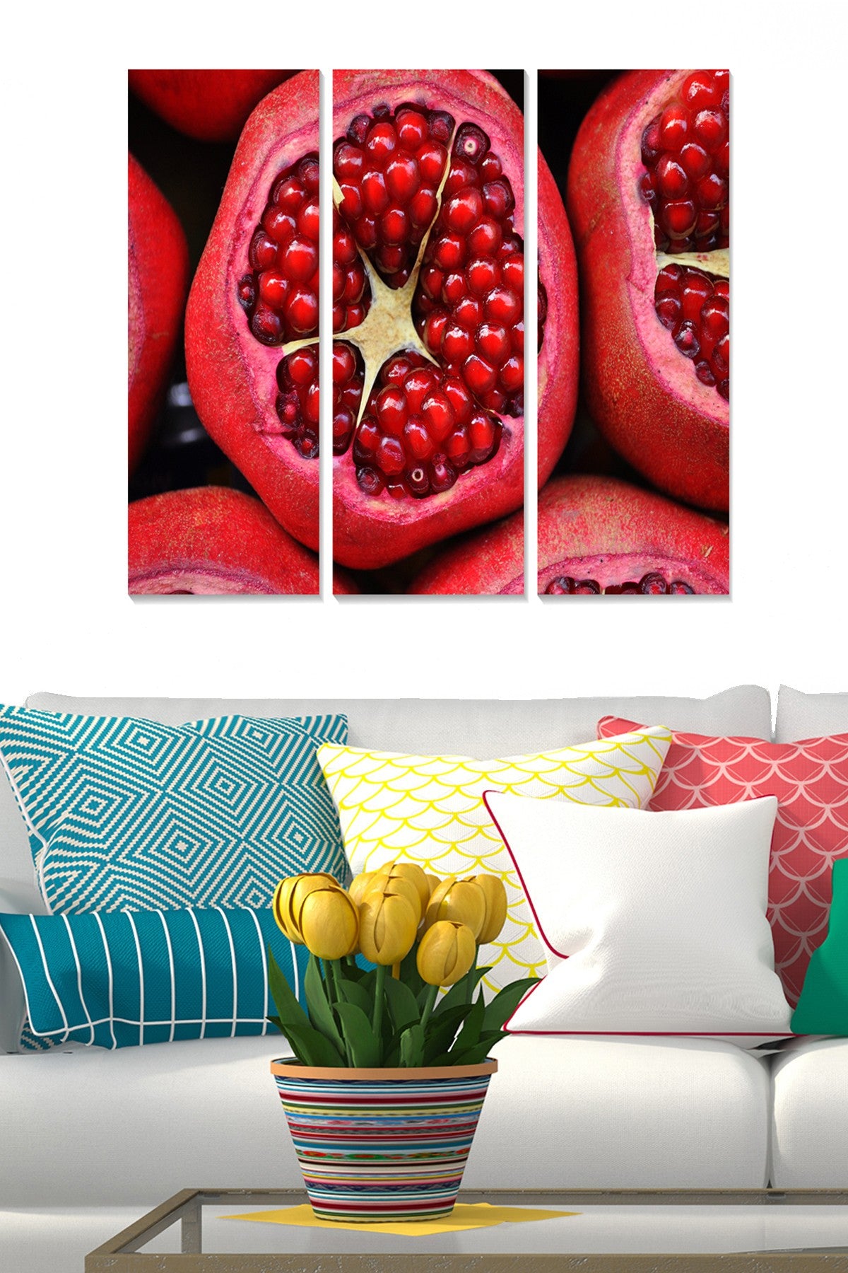 Quadro Decorativo em MDF Multicolor – Conjunto de 3 Peças (20x50 cm cada) – Tamanho Total 70x50 cm – Espessura 3 mm