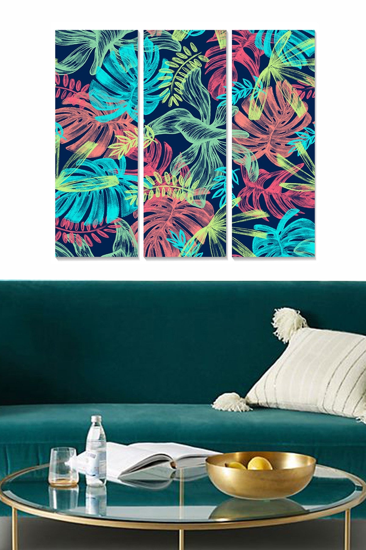 Conjunto de Quadros Decorativos em MDF (3 Peças) Multicolor – 70x50 cm (total), 3 mm de espessura – MDF3392320