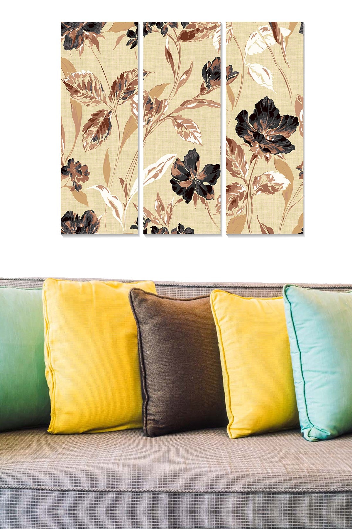 Tríptico Decorativo em MDF Multicolor – 3 Peças (20x50 cm cada), 70x50 cm total, 3 mm