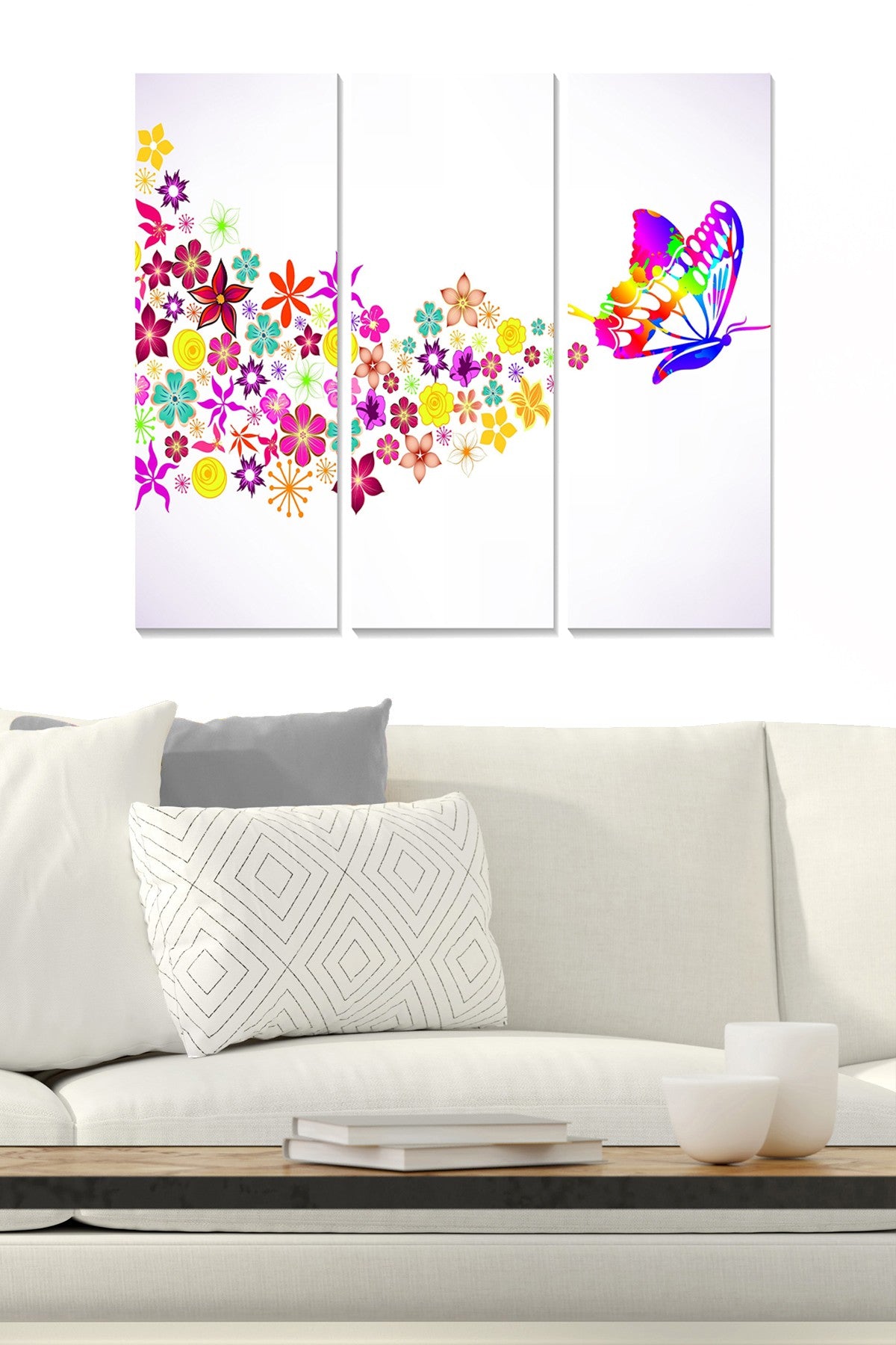 Quadro Decorativo em MDF Multicolor – Conjunto 3 Peças 20x50 cm (Total 70x50 cm), 3 mm